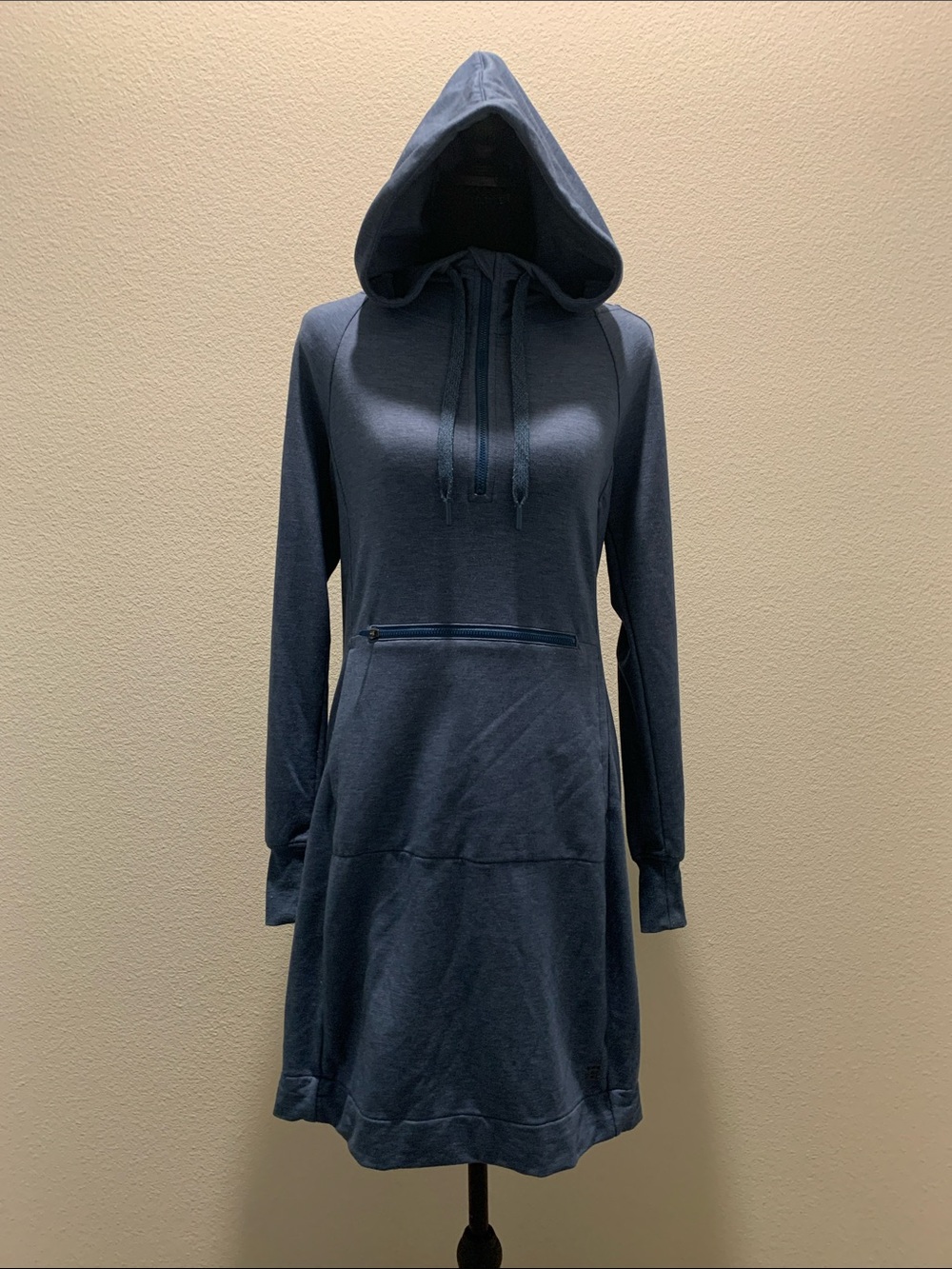 Title Nine Navy Hooded Long-Sleeve Sweatshirt Dress (Size S)